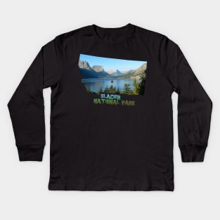 Montana State Outline (Glacier National Park) Kids Long Sleeve T-Shirt